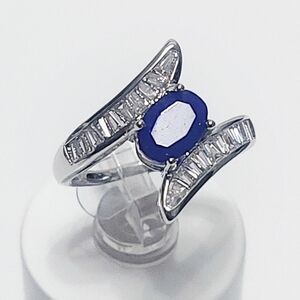 1.75 ctw Sapphire Silver Ring  size 7.25